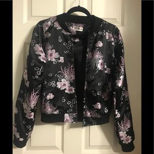 LF Seek Cherry Blossom Satin Bomber Jacket (S/M)
